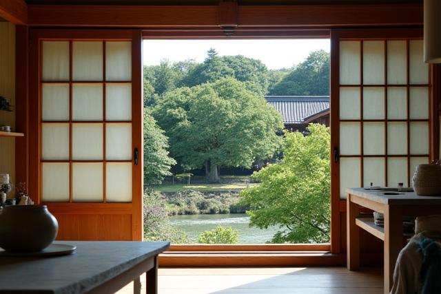 Nara Vesselの陶芸スタジオから見える奈良公園の美しい景色。穏やかな緑と古都の雰囲気が融合しています。